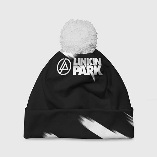 Шапка c помпоном Linkin park рок бенд краски / 3D-Белый – фото 1