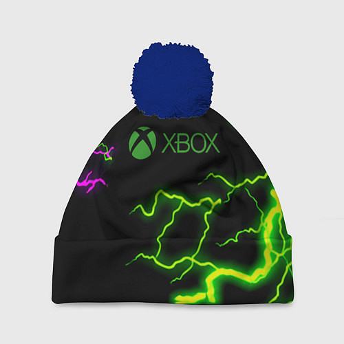 Шапка c помпоном Xbox storm молнии / 3D-Тёмно-синий – фото 1