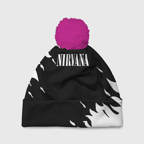 Шапка c помпоном Nirvana текстура огонь / 3D-Малиновый – фото 1