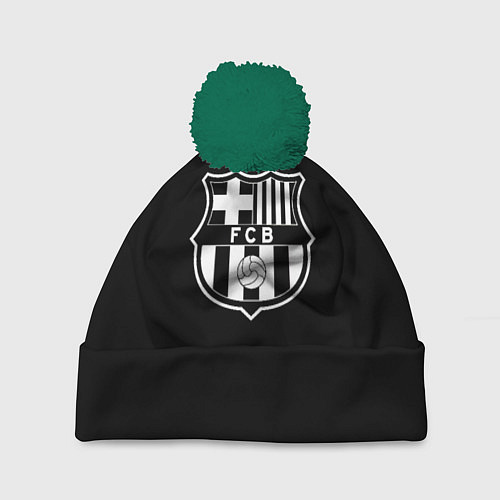 Шапка c помпоном Barcelona fc club белое лого / 3D-Зеленый – фото 1