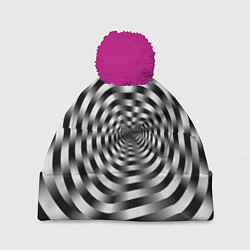 Шапка с помпоном Оптическая иллюзия спиральное заклинание, цвет: 3D-малиновый