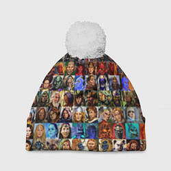 Шапка с помпоном Портреты всех героев, цвет: 3D-белый