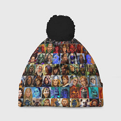 Шапка с помпоном Портреты всех героев, цвет: 3D-черный