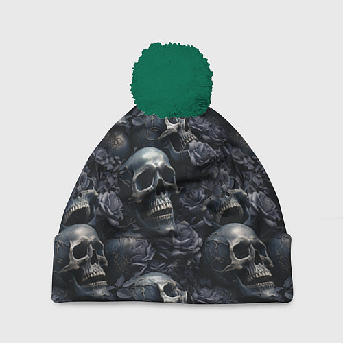 Шапка c помпоном Пепельное поле / 3D-Зеленый – фото 1