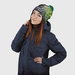 Шапка с помпоном Абстрактный эффект ржавчины, цвет: 3D-зеленый — фото 2