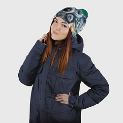 Шапка с помпоном Пэчворк с авиацией, цвет: 3D-зеленый — фото 2