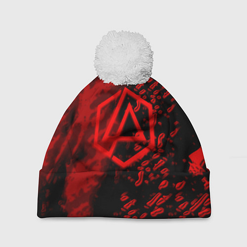 Шапка c помпоном Linkin park red logo / 3D-Белый – фото 1