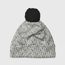 Шапка с помпоном Чёрно-оливковый пёстрый, цвет: 3D-черный