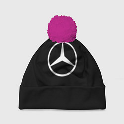 Шапка с помпоном Mercedes benz logo white, цвет: 3D-малиновый