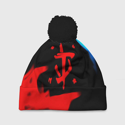Шапка c помпоном Doom logo битва огней / 3D-Черный – фото 1