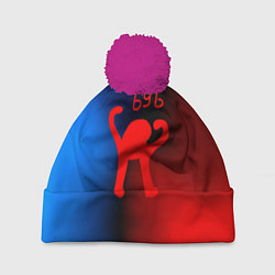 Шапка с помпоном Ъуь кот мем, цвет: 3D-малиновый