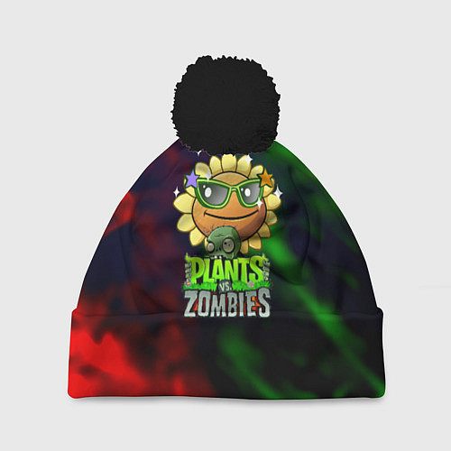 Шапка c помпоном Plants vs zombies огненный градиент / 3D-Черный – фото 1