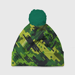 Шапка с помпоном Camouflage - pattern ai art, цвет: 3D-зеленый