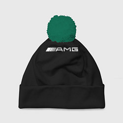 Шапка с помпоном Amg logo white, цвет: 3D-зеленый