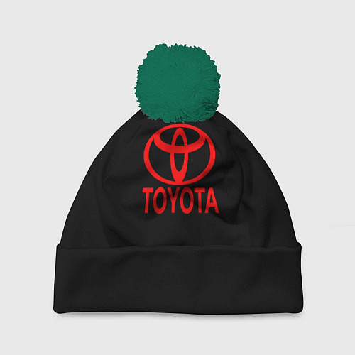Шапка c помпоном Toyota red logo / 3D-Зеленый – фото 1