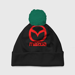Шапка с помпоном Mazda red logo, цвет: 3D-зеленый