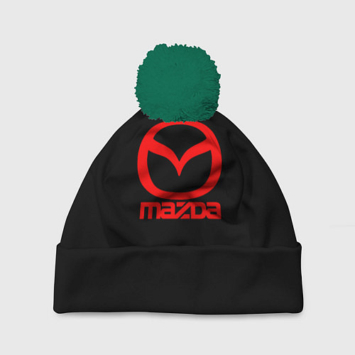 Шапка c помпоном Mazda red logo / 3D-Зеленый – фото 1