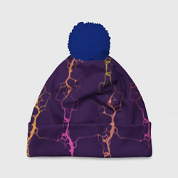 Шапка с помпоном Молнии на пурпурном, цвет: 3D-тёмно-синий