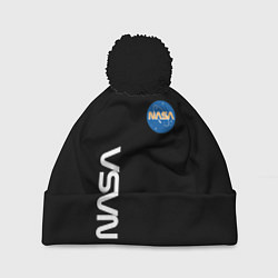 Шапка с помпоном NASA logo usa space, цвет: 3D-черный