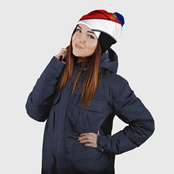 Шапка с помпоном Россия герб спорт текстура, цвет: 3D-тёмно-синий — фото 2