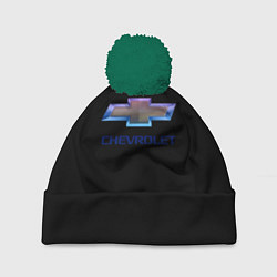 Шапка с помпоном Chevrolet logo neon, цвет: 3D-зеленый