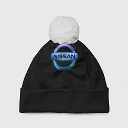 Шапка с помпоном Nissan logo neon, цвет: 3D-белый