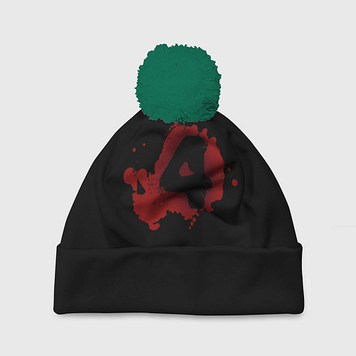 Шапка c помпоном Left 4 Dead logo красный / 3D-Зеленый – фото 1