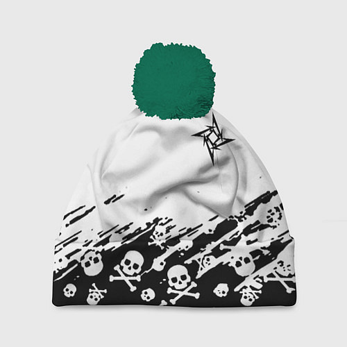 Шапка c помпоном Металика черепа рок / 3D-Зеленый – фото 1