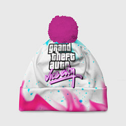Шапка с помпоном GTA neon flame, цвет: 3D-малиновый