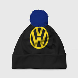 Шапка с помпоном Volkswagen logo yellow, цвет: 3D-тёмно-синий