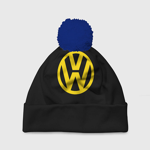 Шапка c помпоном Volkswagen logo yellow / 3D-Тёмно-синий – фото 1