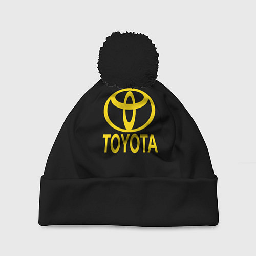 Шапка c помпоном Toyota yellow / 3D-Черный – фото 1