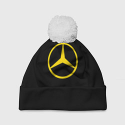 Шапка с помпоном Mercedes logo yello, цвет: 3D-белый