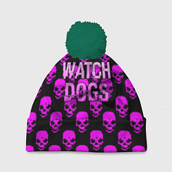 Шапка c помпоном Watch dogs neon skull