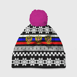 Шапка c помпоном Rusiia winter pattern