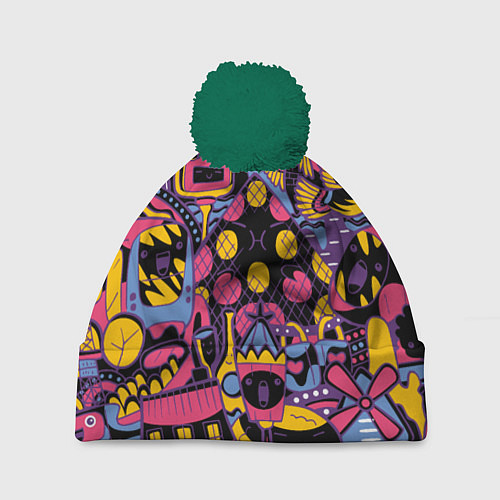 Шапка c помпоном О Париж / 3D-Зеленый – фото 1