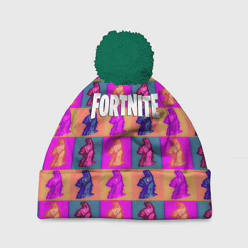 Шапка c помпоном Fortnite logo pattern game / 3D-Зеленый – фото 1