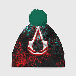 Шапка c помпоном Assassins Creed logo glitch