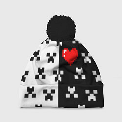 Шапка c помпоном Minecraft pattern love