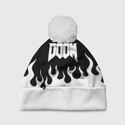 Шапка c помпоном Doom fire white