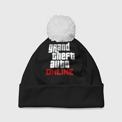 Шапка с помпоном GTA online logo, цвет: 3D-белый