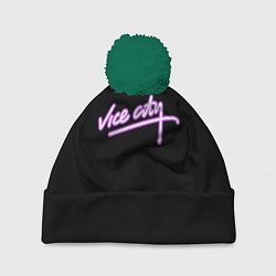 Шапка с помпоном Vice city logo neon, цвет: 3D-зеленый