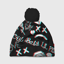 Шапка с помпоном Lil Peep logo glitch, цвет: 3D-черный