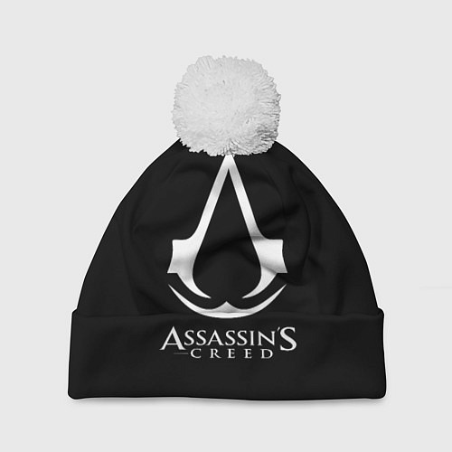 Шапка c помпоном Assassins Creed logo game / 3D-Белый – фото 1