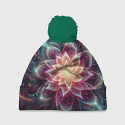 Шапка c помпоном Красочный цветок из фрактала