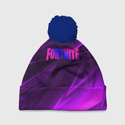 Шапка с помпоном Fortnite neon stripes angles logo, цвет: 3D-тёмно-синий