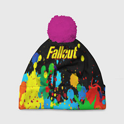 Шапка c помпоном Fallout цветные краски