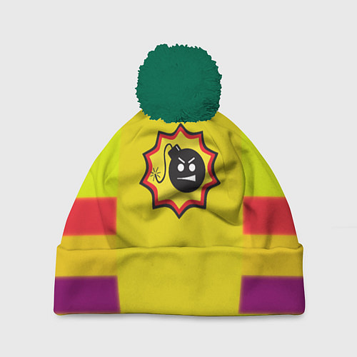 Шапка c помпоном Serious Sam logo - yellow geometry / 3D-Зеленый – фото 1