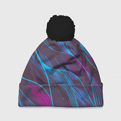Шапка с помпоном Абстракция геометрических линий, цвет: 3D-черный
