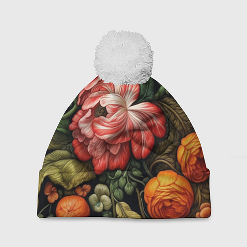 Шапка c помпоном Набивной рисунок / 3D-Белый – фото 1